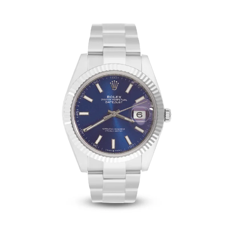 Ladies bracelets timeless appeal -Rolex Datejust 41 mm PERPETUAL Blue Dial with Oyster Bracelet