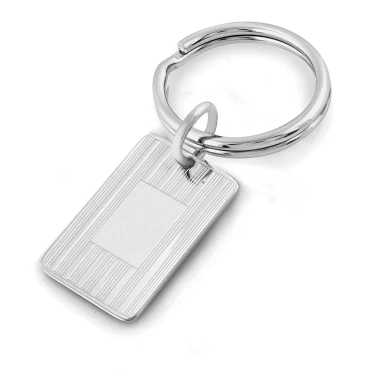 ladies rings flexible-Rhodium Finish Polished Imprinted Key Ring