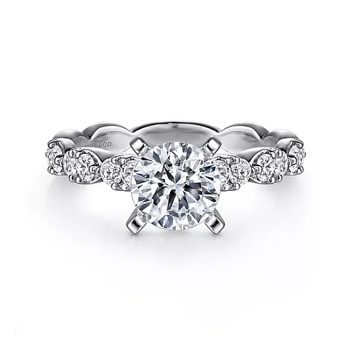 ladies engagement rings monochrome-Rowan - 14K White Gold Round Diamond Engagement Ring