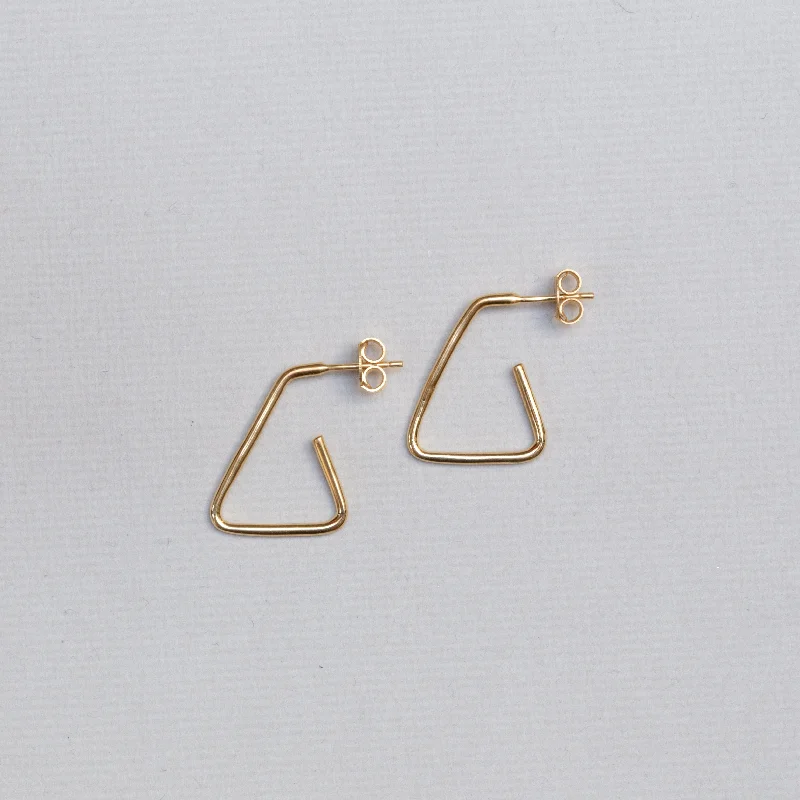 ladies earrings zodiac-Gold-plated Open Triangle Stud Earrings