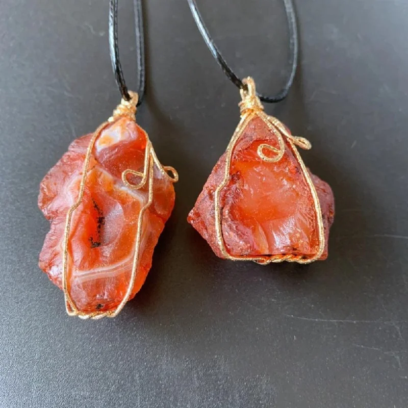 Ladies necklaces promise pendant -Sunset Raw Carnelian Necklace