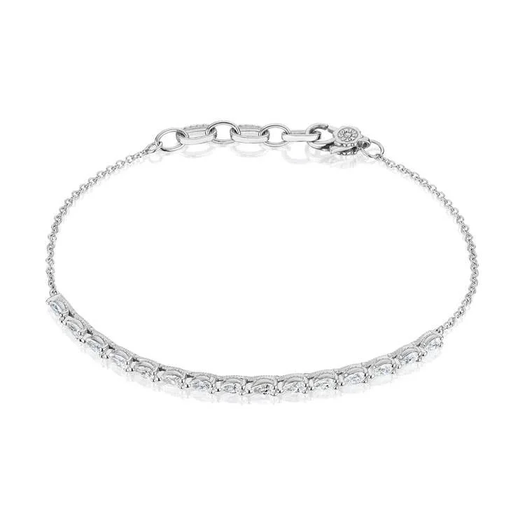 Ladies bracelets hematite charm -Stilla | Pear Diamond Bracelet in 18k White Gold FB6757