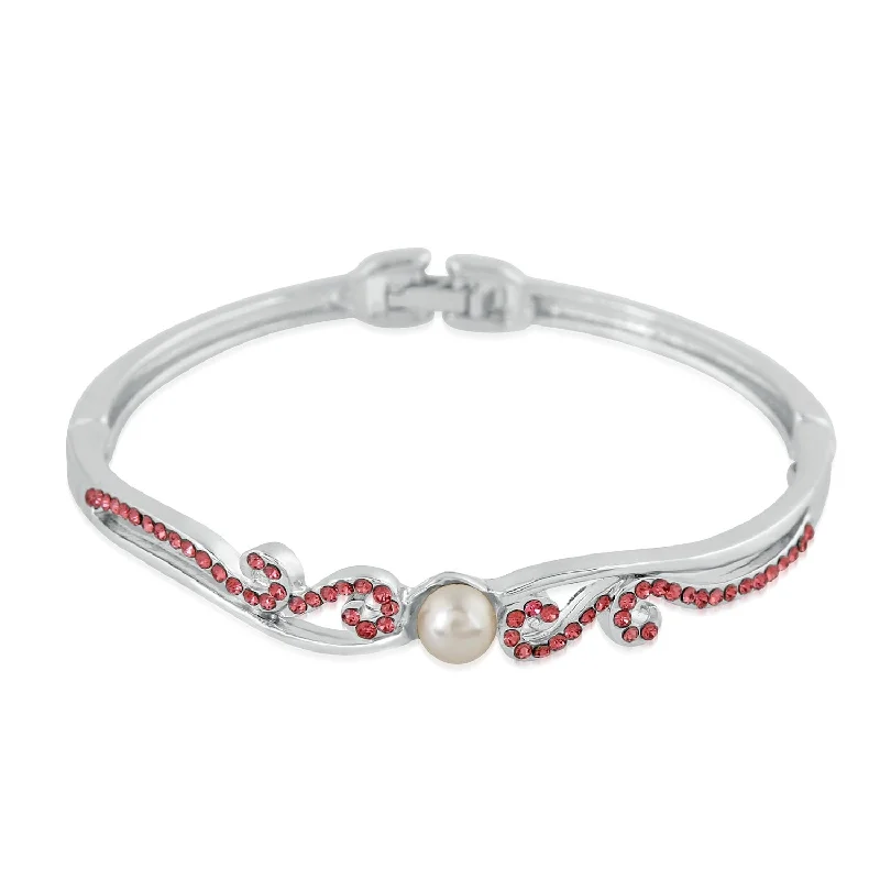 Ladies bracelets ruby shine -Mahi Rhodium Plated Exquisite Designer Crystal Bracelet for girls and women - BR2100362R