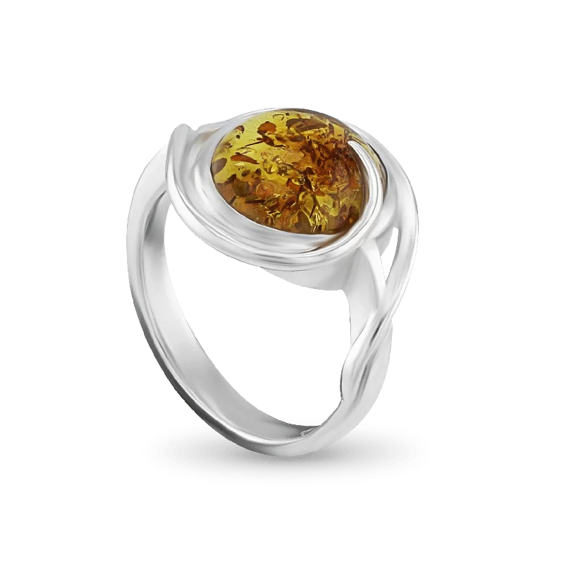 ladies rings packable-Forever Silver and Amber Ring