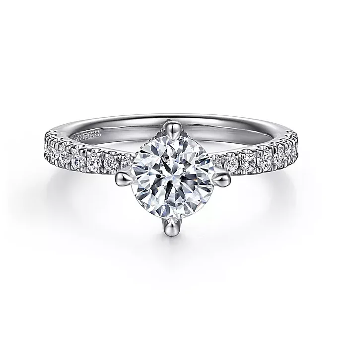 ladies engagement rings evening-Ada - 14K White Gold Round Diamond Engagement Ring