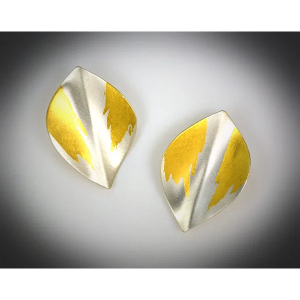 ladies earrings pre owned-Folded  Birch Leaf  Clip Earring