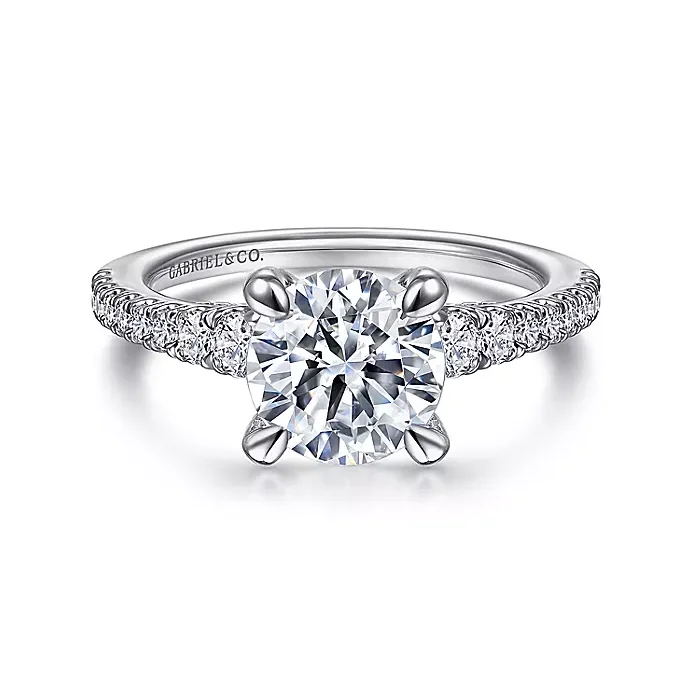 ladies engagement rings rustic-Rialta - 14K White Gold Round Diamond Engagement Ring