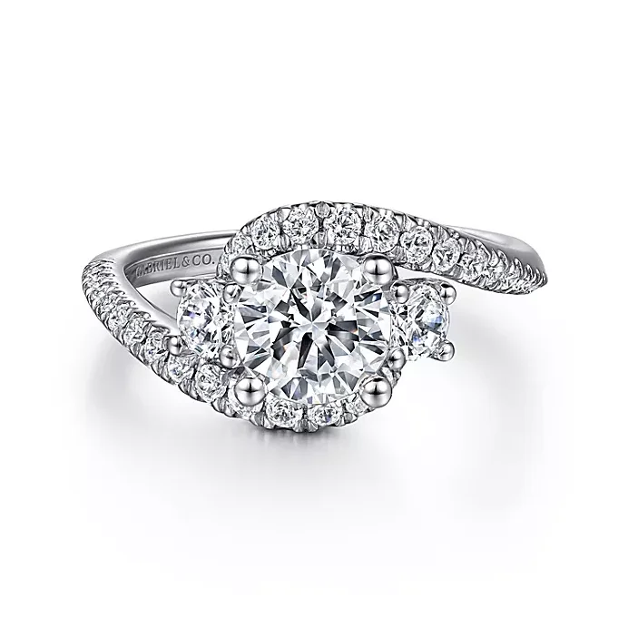 ladies engagement rings sparkling-Frannie - 14K White Gold Round Diamond Engagement Ring