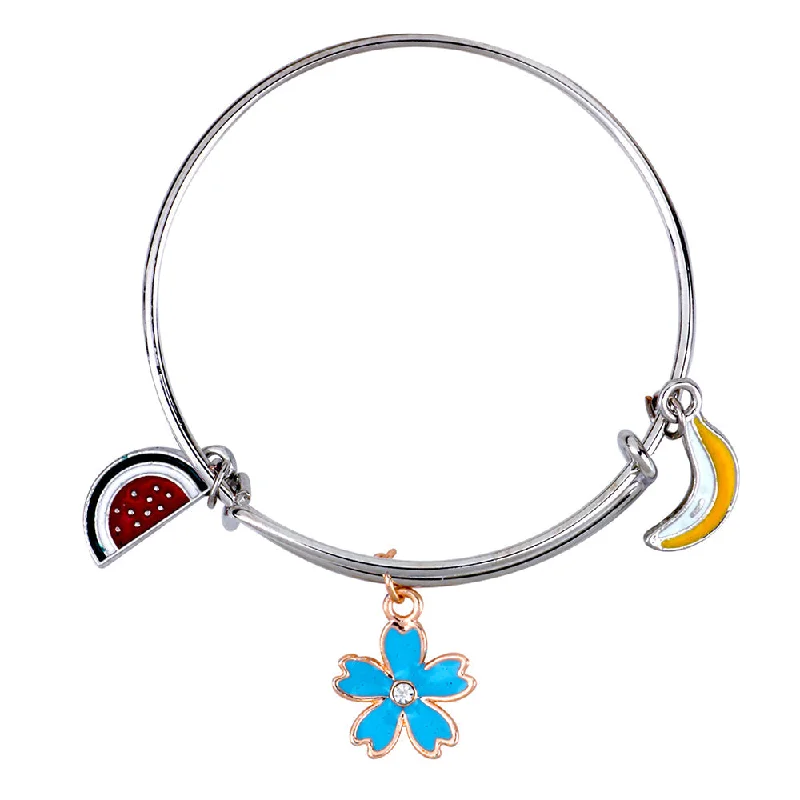 Ladies bracelets ruby brilliance -Mahi Floral Banana & Watermalen Shaped Enamel Work Charms Kids Bracelets for Girls (BRK1100938M)