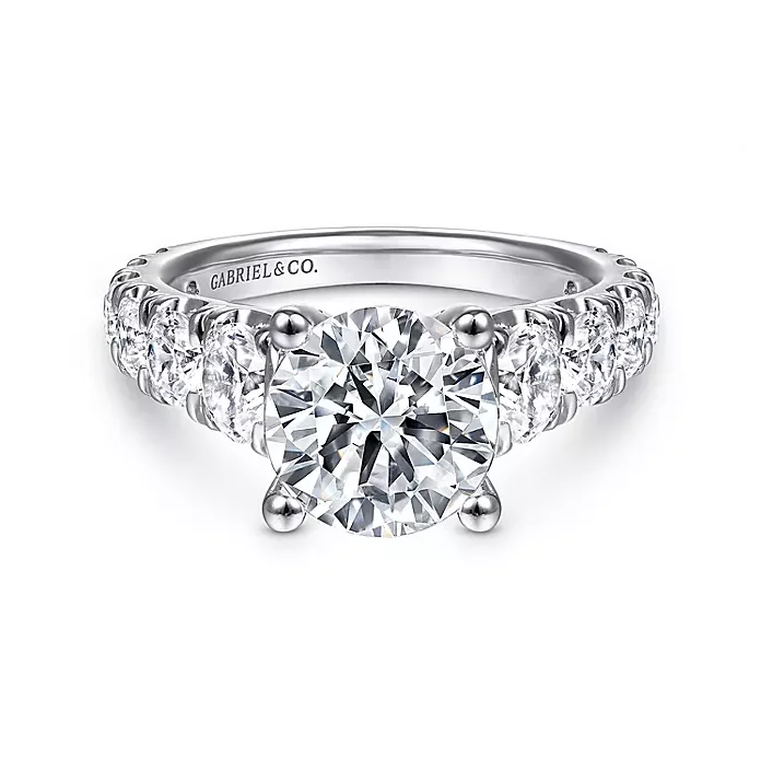 ladies engagement rings matching-Brayden - 14K White Gold Round Diamond Engagement Ring