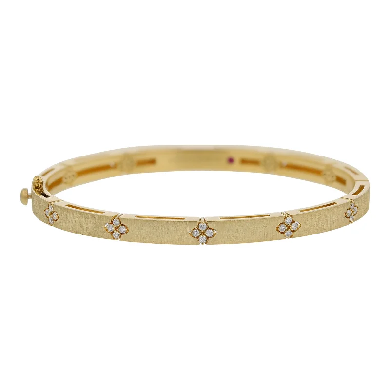 Ladies bracelets asscher glow -Love in Verona Diamond Satin Bangle Bracelet in 18K Yellow Gold