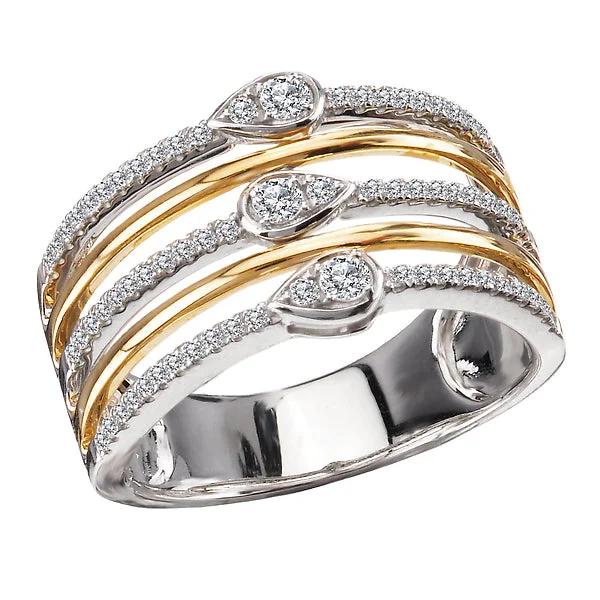 ladies rings narrow-Ladies Fashion Two-Tone Ring