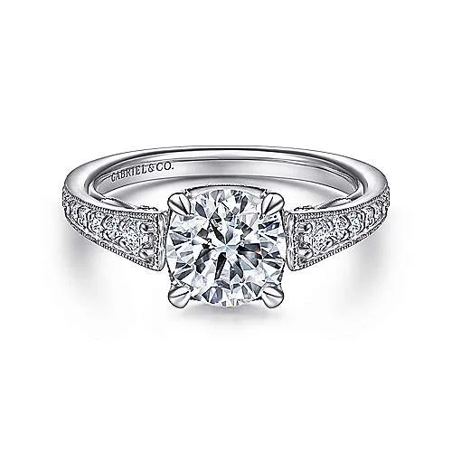 ladies engagement rings symbolic-Talia - 14K White Gold Round Diamond Engagement Ring