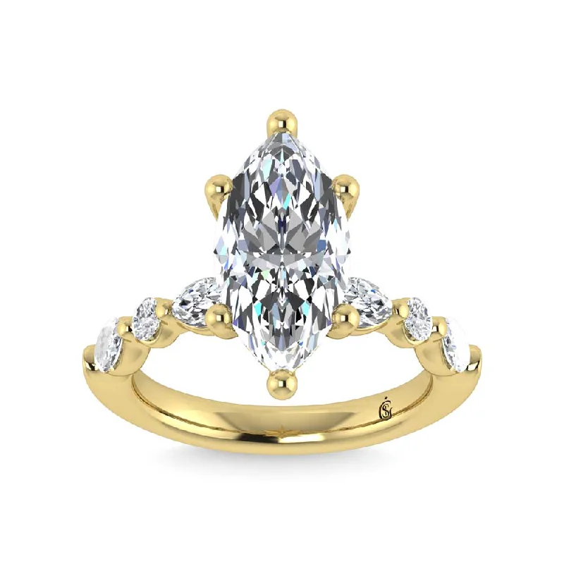 ladies engagement rings modern twist-14K Yellow Gold Lab Grown Diamond 3 5/8 Ct.Tw. Marquise & Round Engagement Ring (Marquise Center)