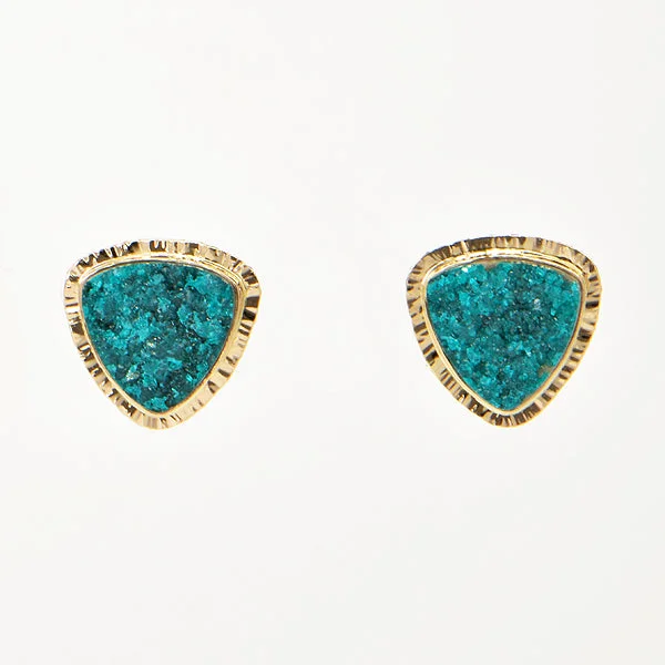 ladies earrings heart shaped-Drusy Chrome Dioptase Earring