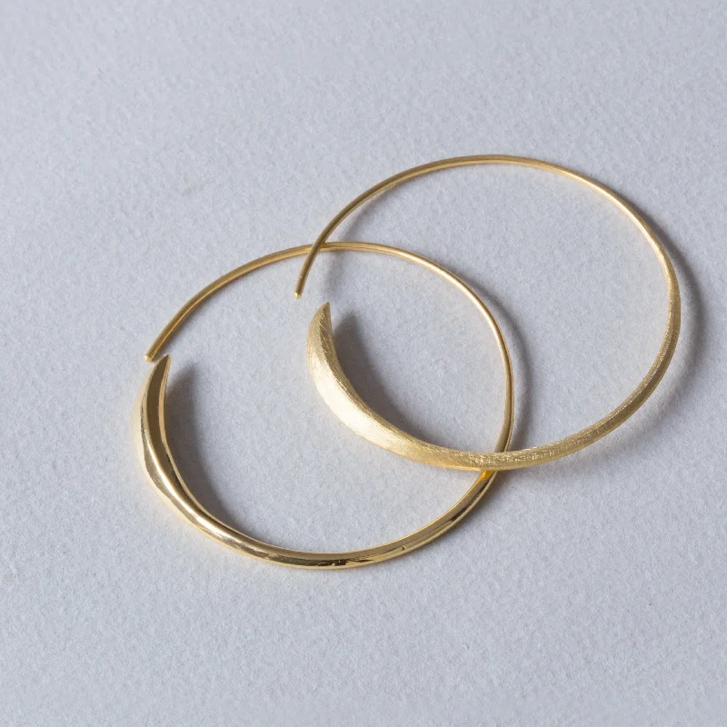 ladies earrings contemporary-Gold Wrap Over Hoop Earrings