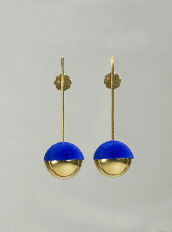 ladies earrings abstract-Drop Earrings with Electric Blue Flocking