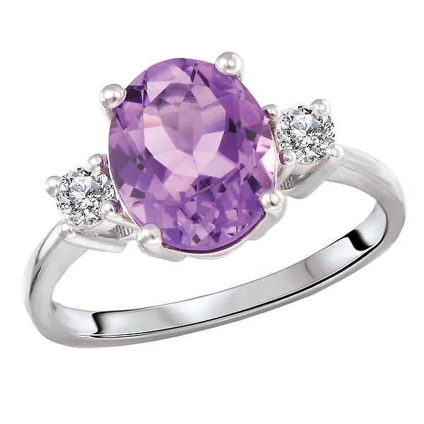 ladies rings fashion-Amethyst Sterling Silver Fashion Ring