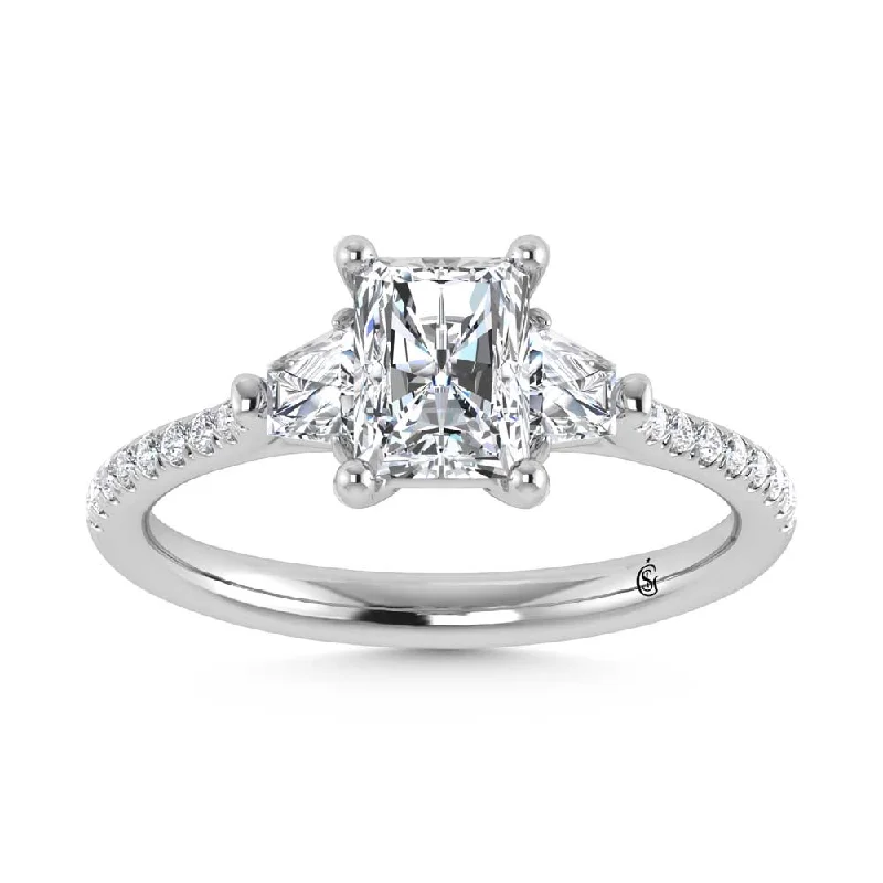 ladies engagement rings mid century-14K White Gold Lab Grown Diamond 1 3/8 Ct.Tw. Engagement Ring