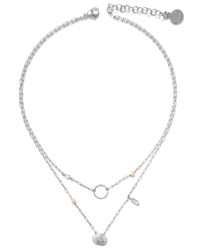 Ladies necklaces opal shimmer -Clam Silver Necklace