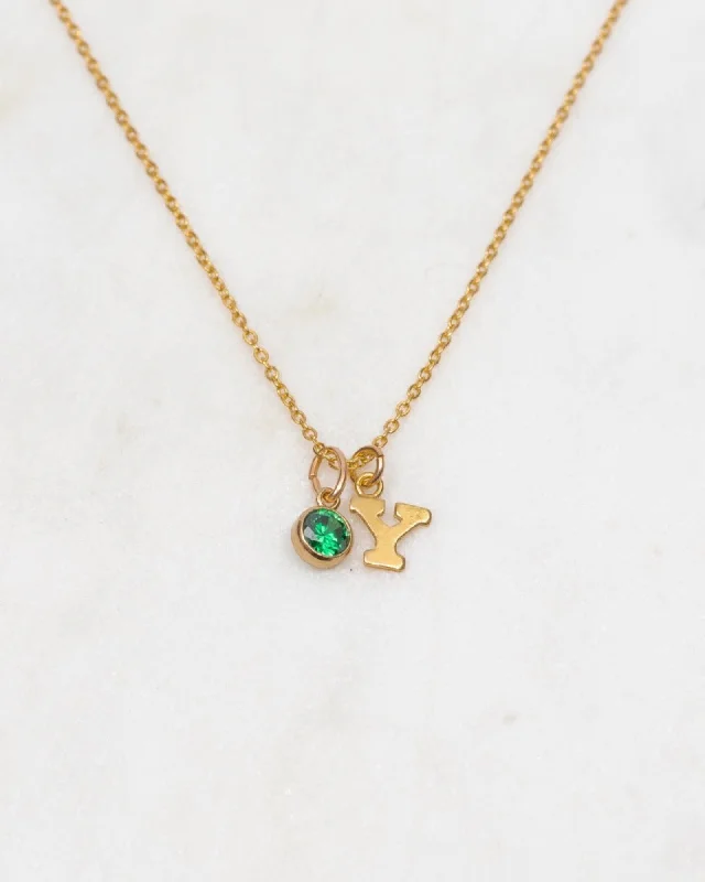 Ladies necklaces luxury pendant -Initial Y with Birthstone Necklace