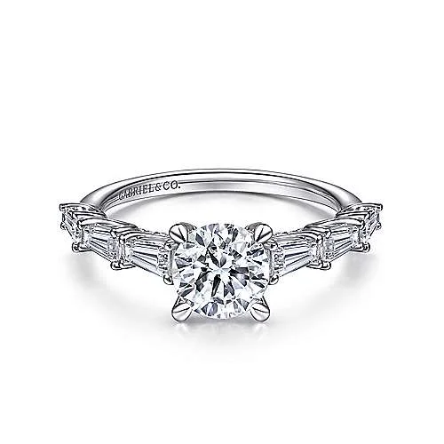 ladies engagement rings zales-Grazia - 14K White Gold Round Diamond Engagement Ring