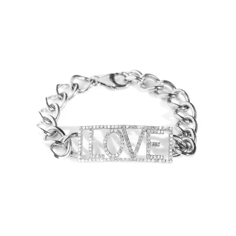 Ladies bracelets moissanite shine -Open Your Heart LOVE ID Bracelet B03416GR