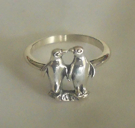 ladies rings eye catching-Penguin Couple Ring Sterling Silver by Kabana (Sizes 5 - 9)