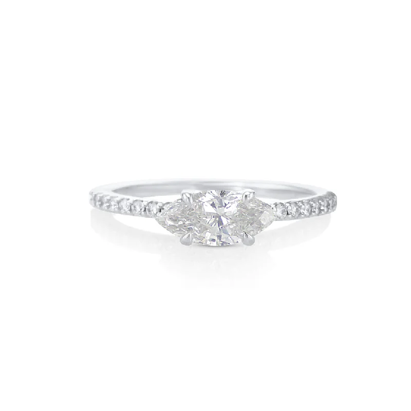 ladies engagement rings care-1.20 CT Marquise Diamond East-West Prong Set 14K White Gold Engagement Ring