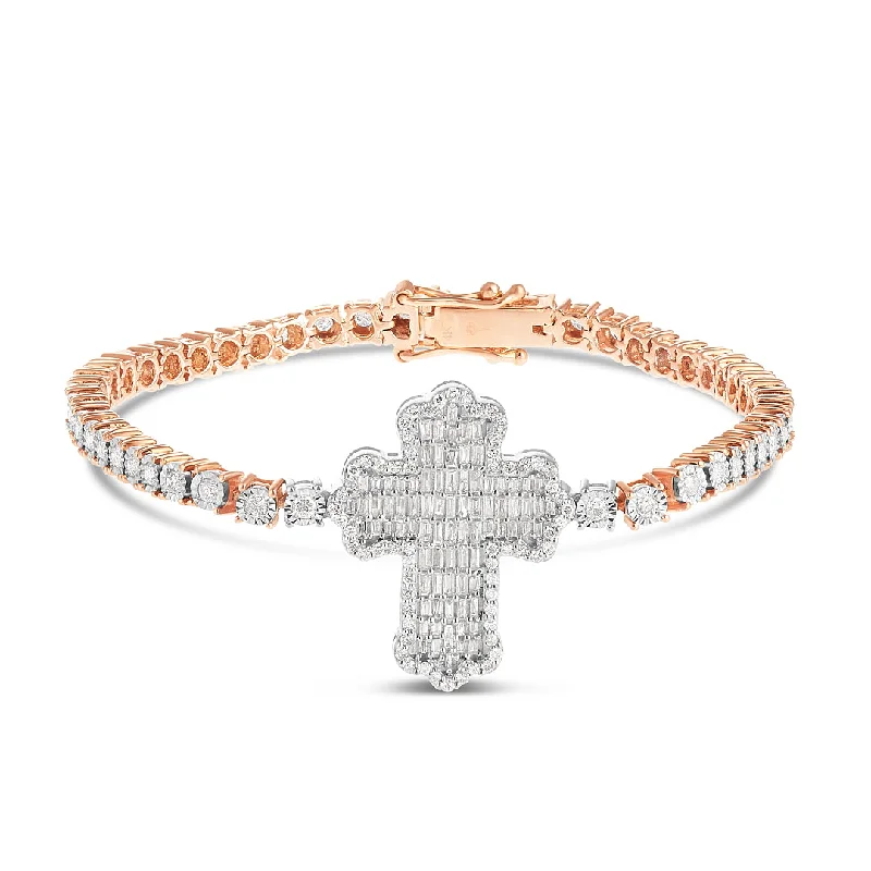 Ladies bracelets tailored design -2.09ct Tennis Bracelet with Cross Accent