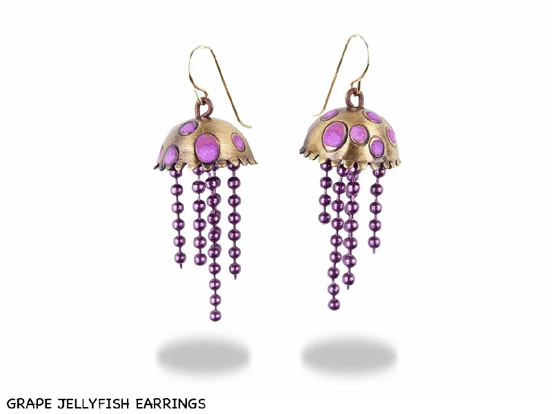 ladies earrings winter-Grape Jellyfish Earrings