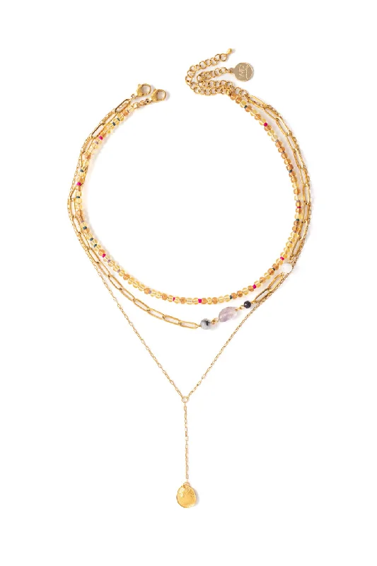 Ladies necklaces lab grown gems -Nelys Gold Necklace