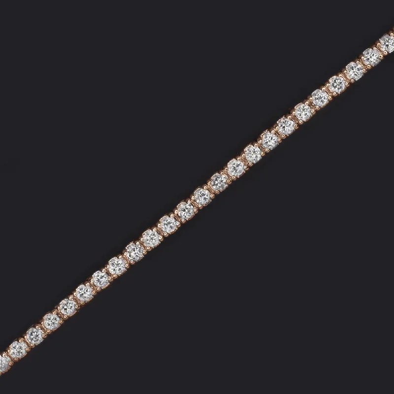 Ladies bracelets sleek modern -1ct VERY GOOD CUT DIAMOND TENNIS BRACELET 14K ROSE GOLD ROUND BRILLIANT NATURAL