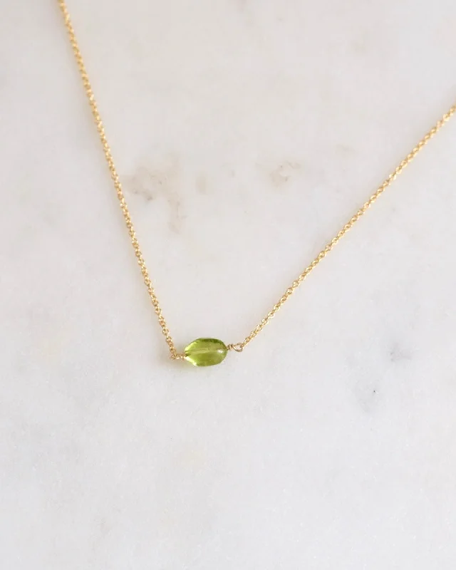 Ladies necklaces halo pendant -Peridot One Point Necklace