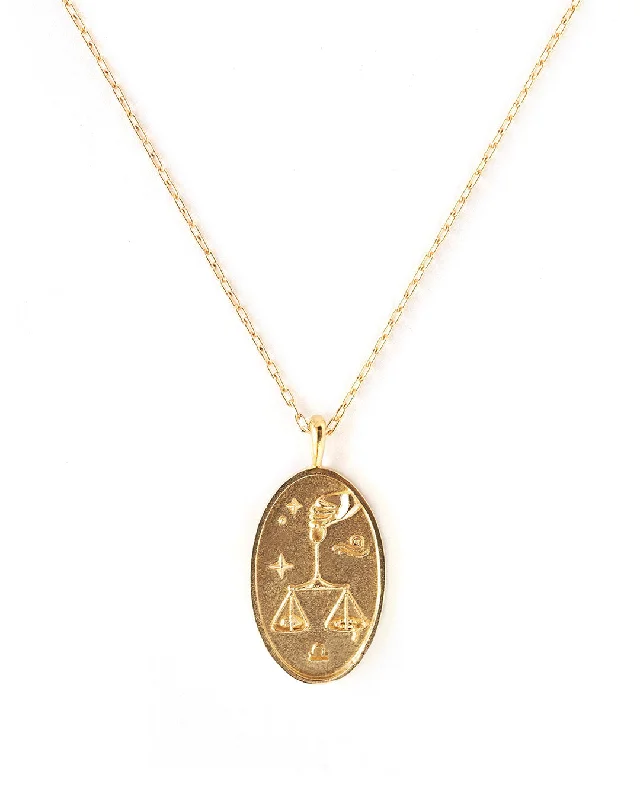 Ladies necklaces endless loop -Libra Gold Zodiac Necklace