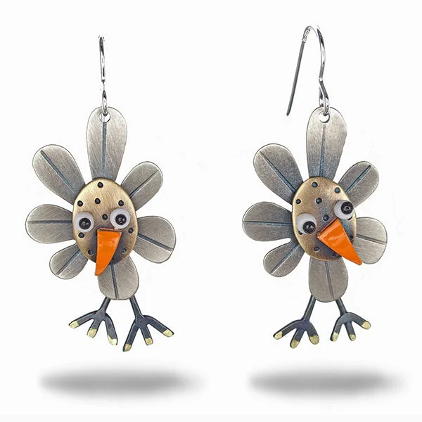 ladies earrings synthetic-Flower Bird Earrings